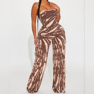 Strapless Tie-Dye Wide-Leg Jumpsuit